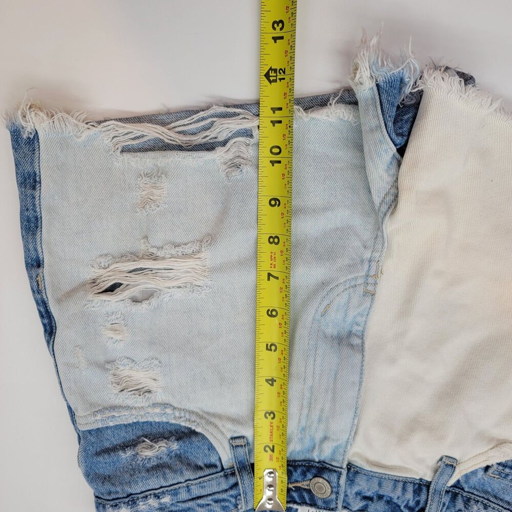 VERVET LA Two-Tone Distressed Denim Shorts Raw Hem Grunge Streetwear Size Small - Picture 9 of 9